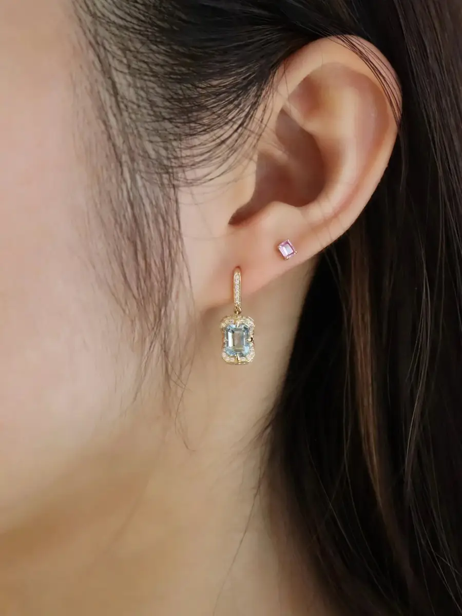 YI COLLECTION Aquamarine and Diamond Aurora Earrings | Thumbnail 5 YI COLLECTION Aquamarine and Diamond Aurora Earrings | Thumbnail 5