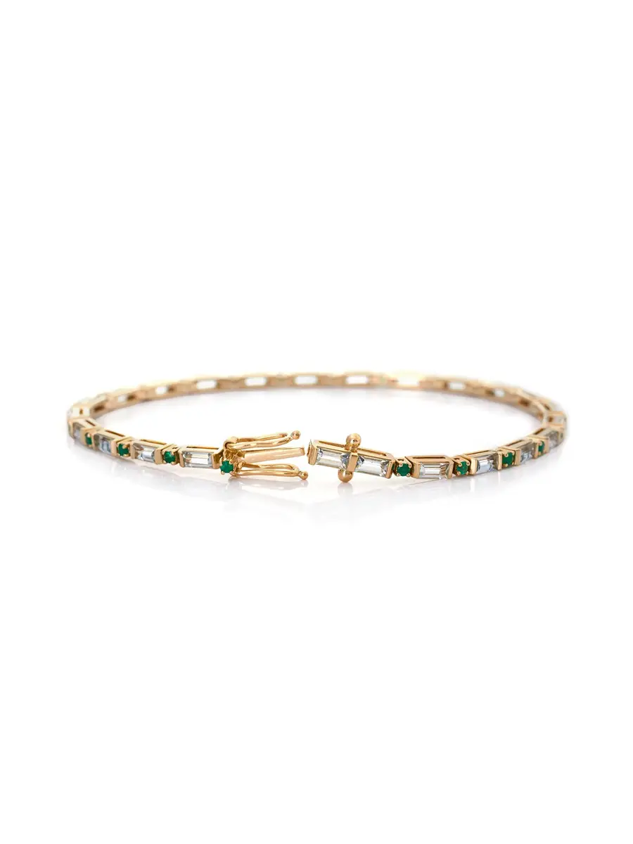 YI COLLECTION Aquamarine and Emerald Spring Tennis Bracelet | Thumbnail 2 YI COLLECTION Aquamarine and Emerald Spring Tennis Bracelet | Thumbnail 2