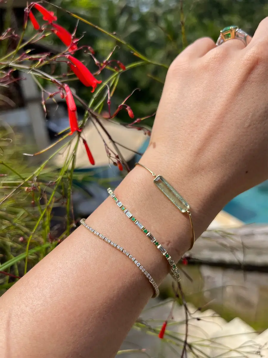 YI COLLECTION Aquamarine and Emerald Spring Tennis Bracelet | Thumbnail 4 YI COLLECTION Aquamarine and Emerald Spring Tennis Bracelet | Thumbnail 4