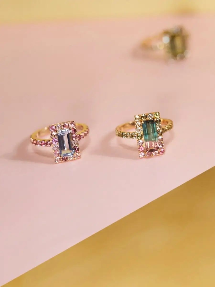 YI COLLECTION Aquamarine and Pink Tourmaline Candy Ring | Thumbnail 4 YI COLLECTION Aquamarine and Pink Tourmaline Candy Ring | Thumbnail 4
