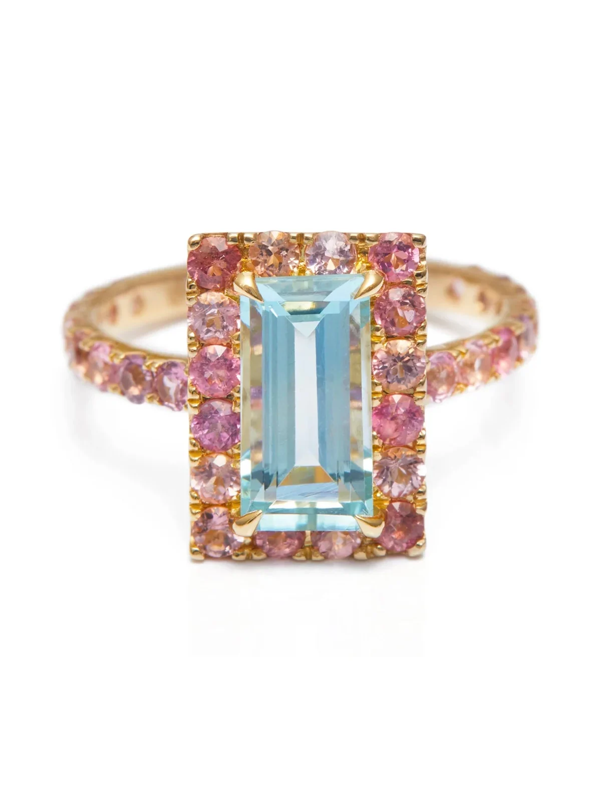 Aquamarine and Pink Tourmaline Candy Ring Aquamarine and Pink Tourmaline Candy Ring