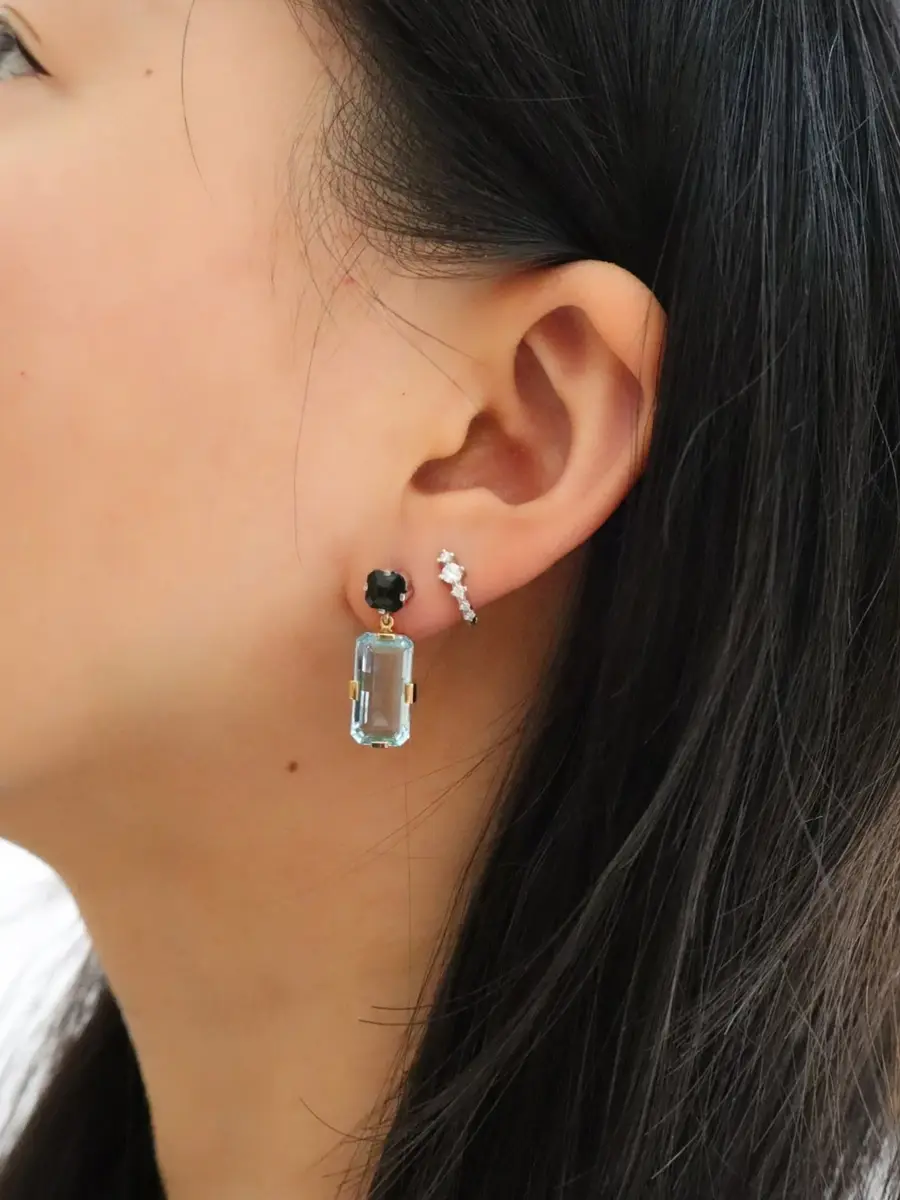 YI COLLECTION Aquamarine Tourmaline Bar Earrings | Thumbnail 2 YI COLLECTION Aquamarine Tourmaline Bar Earrings | Thumbnail 2