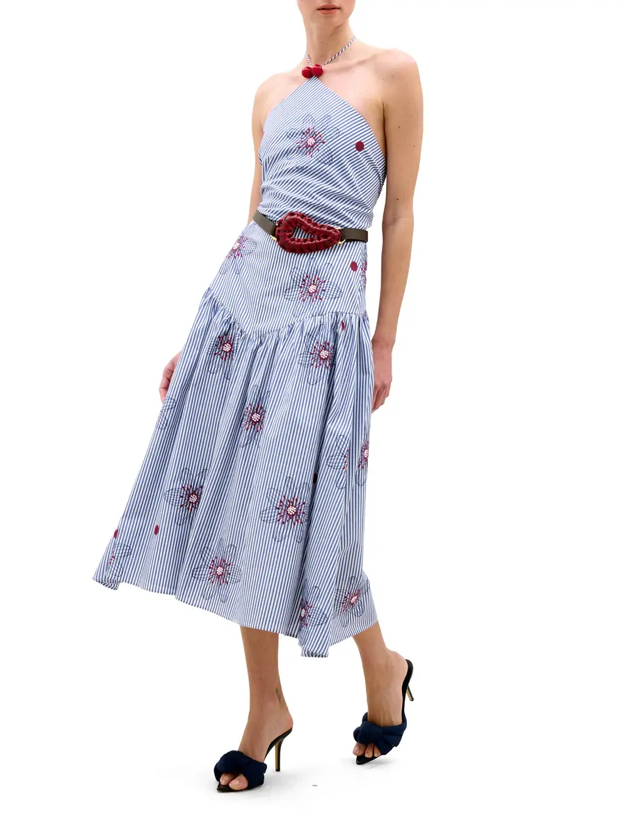 Silvia Tcherassi Ares Cotton Halter Midi Dress | Thumbnail 2 Silvia Tcherassi Ares Cotton Halter Midi Dress | Thumbnail 2