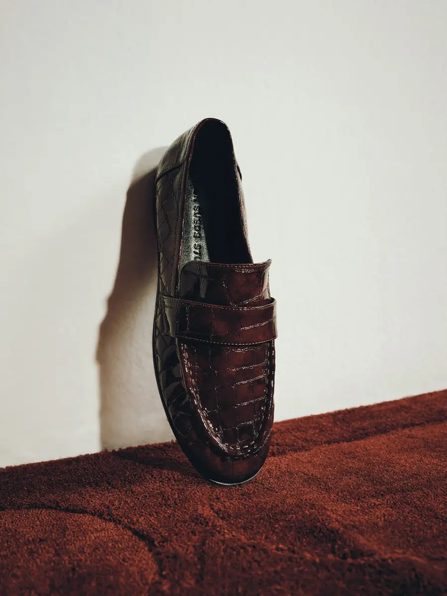 Black Suede Studio Arrow Loafers in Croc Patent Leather | Thumbnail 2 Black Suede Studio Arrow Loafers in Croc Patent Leather | Thumbnail 2
