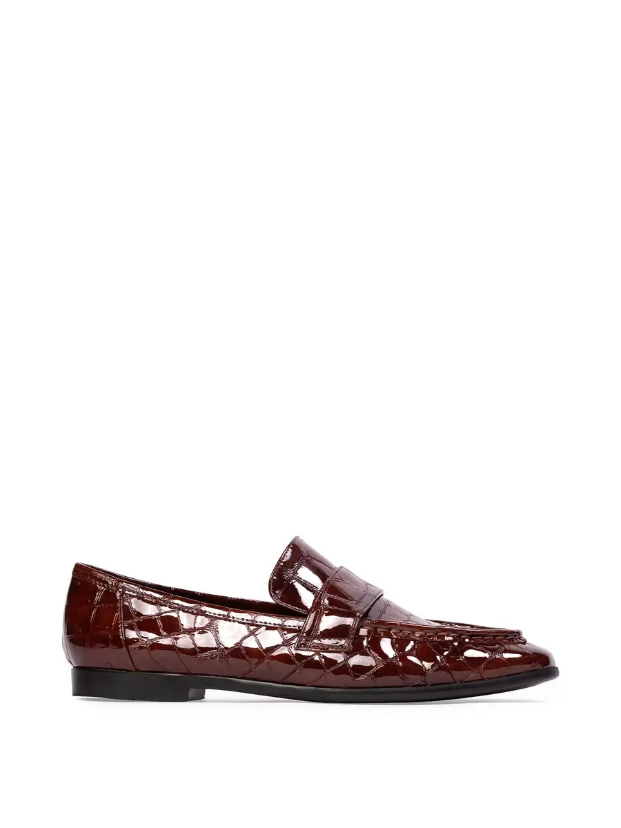 Black Suede Studio Arrow Loafers in Croc Patent Leather | Image 1 Black Suede Studio Arrow Loafers in Croc Patent Leather | Image 1