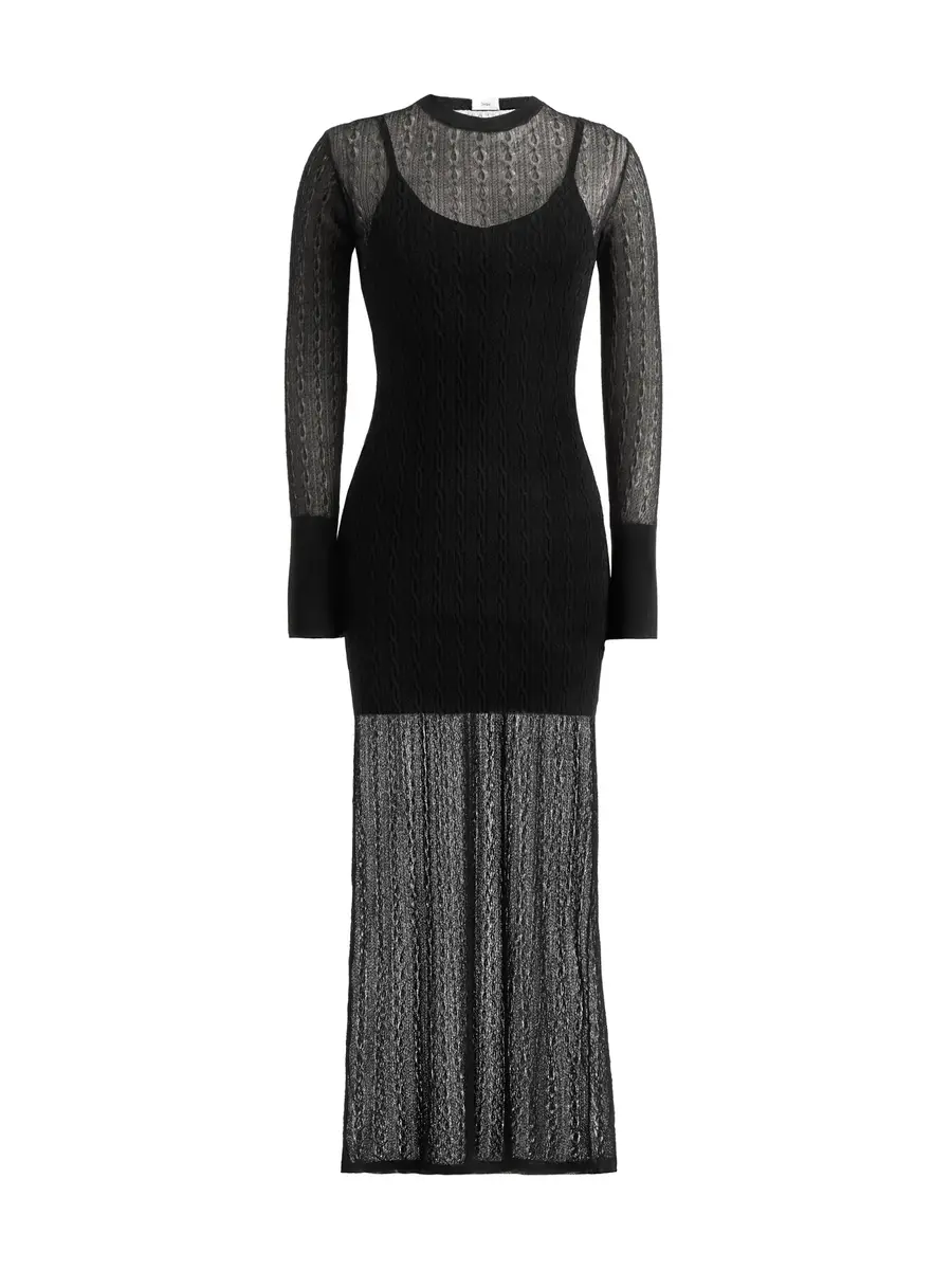 Dodiee Ayla Sheer Cable Maxi Dress