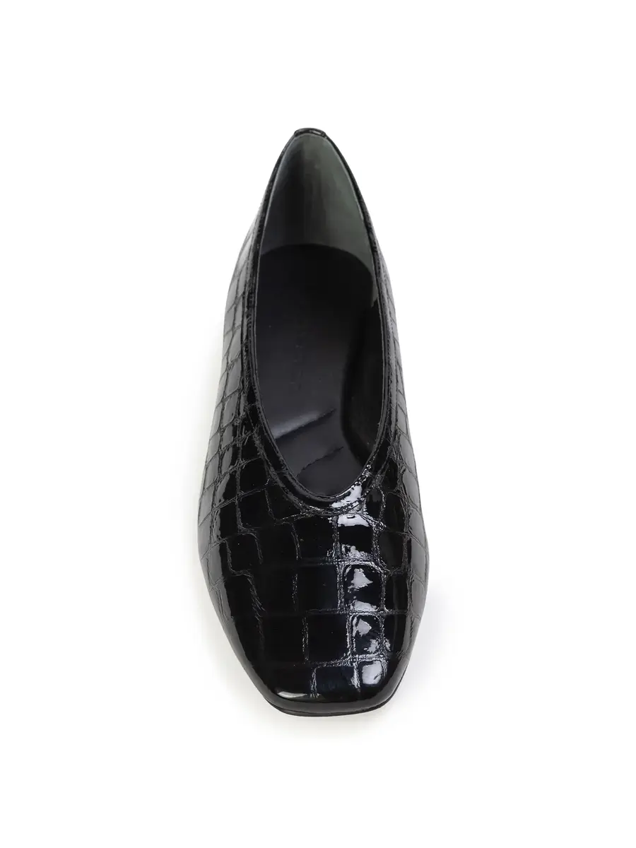 Black Suede Studio Ayra Flats in Croc Patent Leather | Thumbnail 4 Black Suede Studio Ayra Flats in Croc Patent Leather | Thumbnail 4
