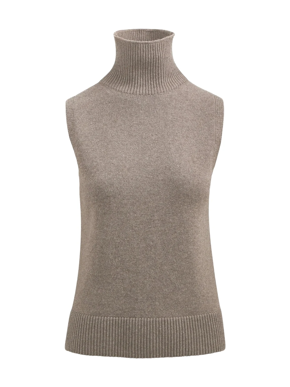 Brandon Maxwell Bruno Sleeveless Wool-Cashmere Turtleneck