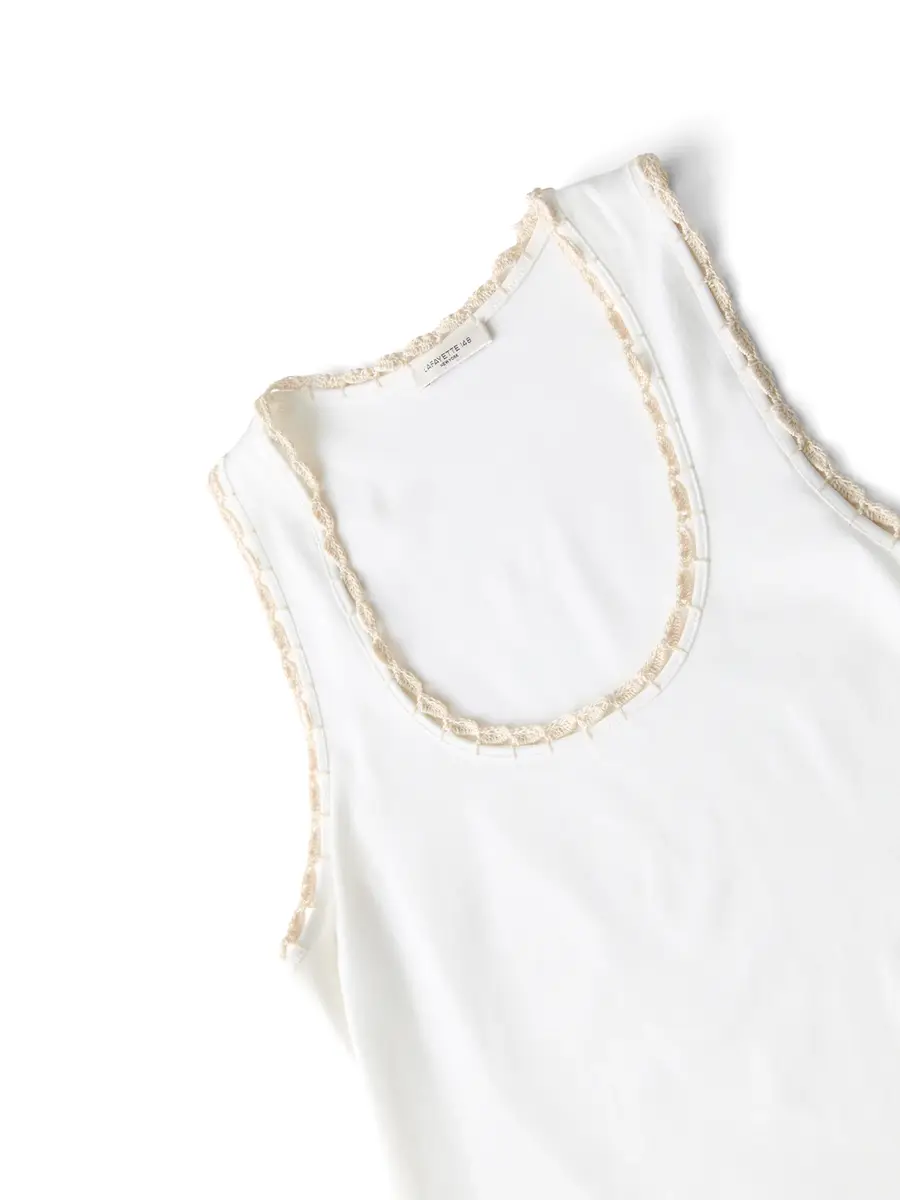 LAFAYETTE 148 Cotton Rib Crochet Trim Tank | Thumbnail 5 LAFAYETTE 148 Cotton Rib Crochet Trim Tank | Thumbnail 5