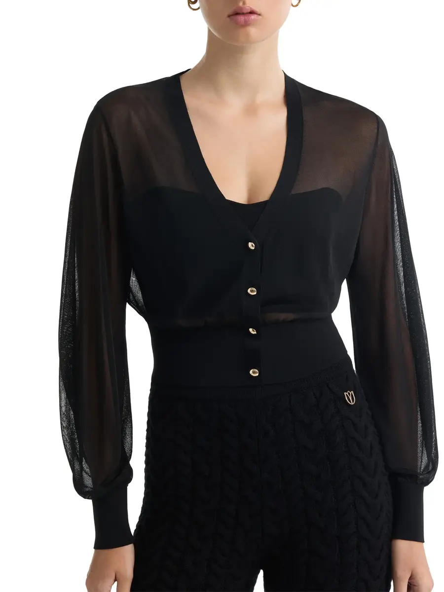Dodiee Dakota Sheer Cropped Cardigan | Thumbnail 2 Dodiee Dakota Sheer Cropped Cardigan | Thumbnail 2