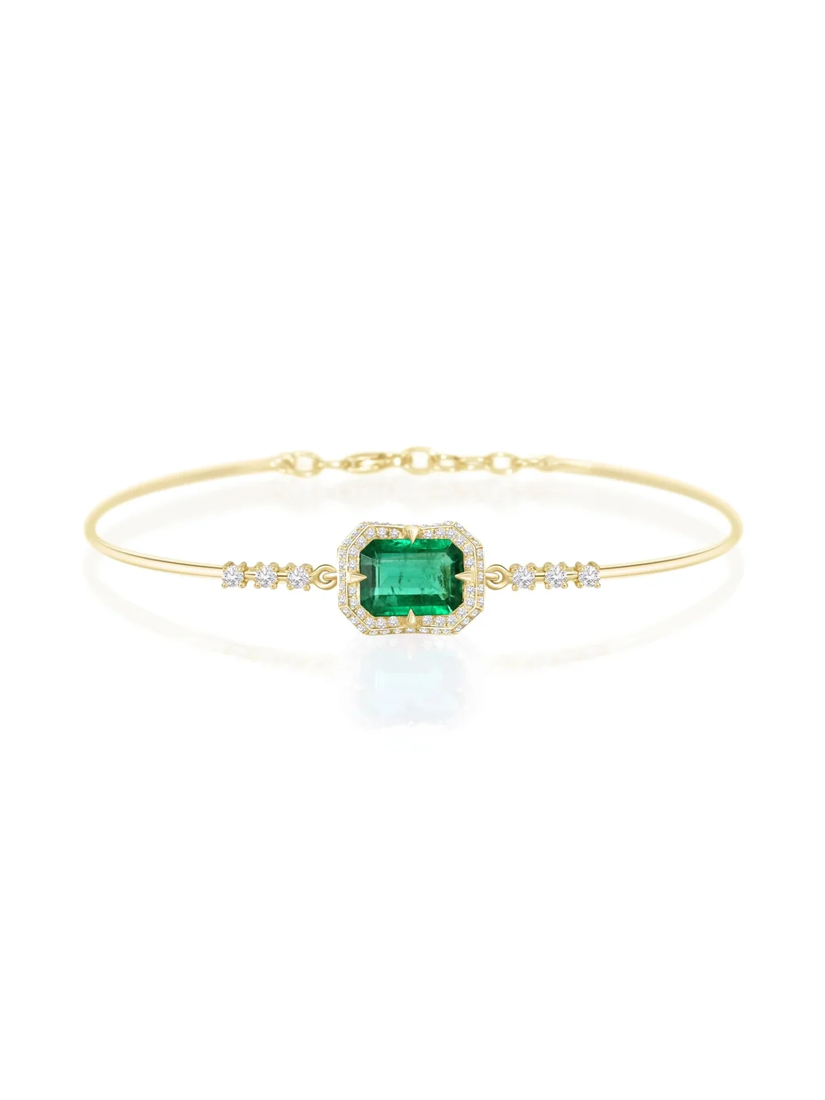YI COLLECTION Emerald & Diamond Aurora Bangle