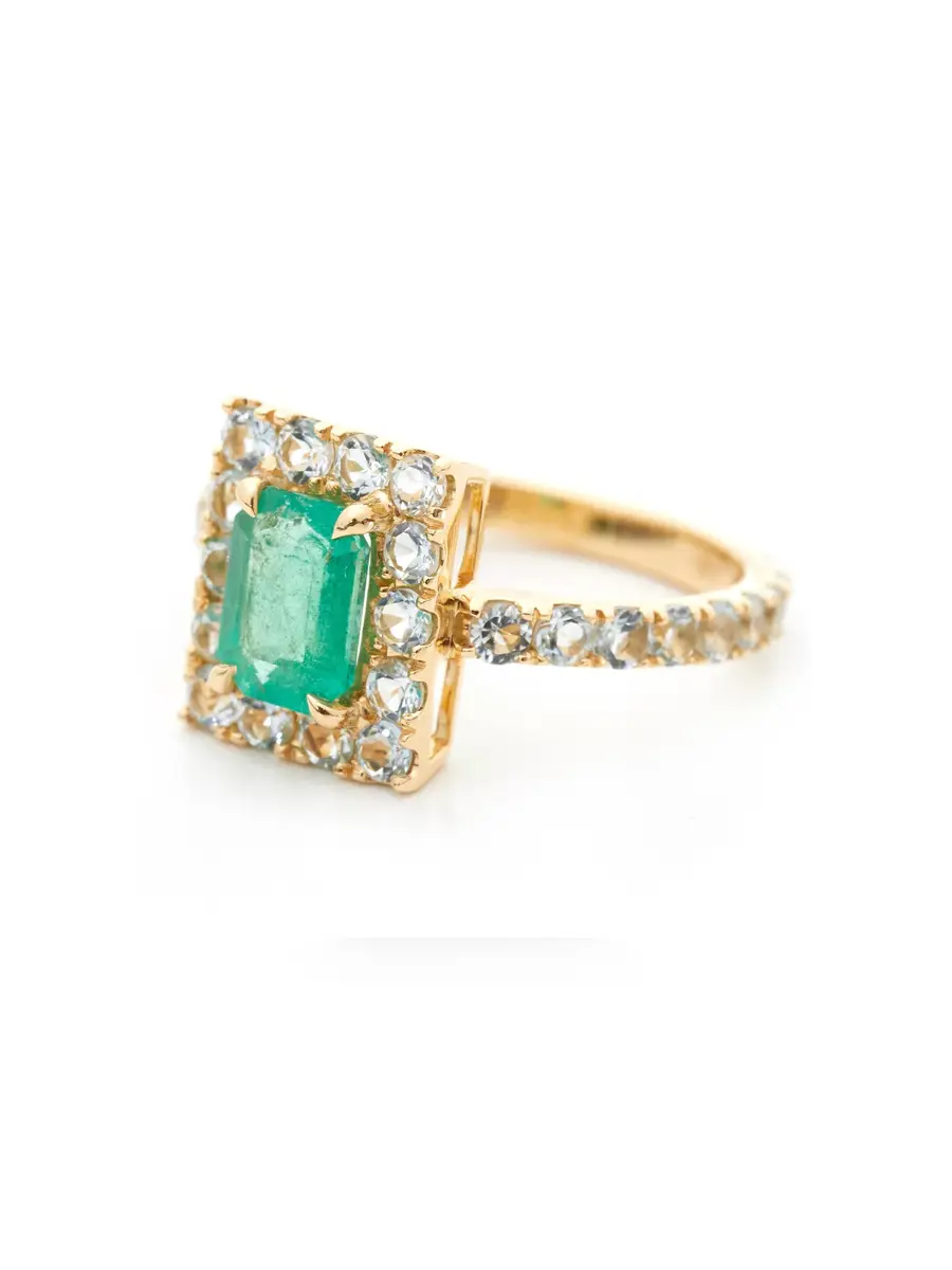 YI COLLECTION Emerald and Aquamarine Candy Ring | Thumbnail 2