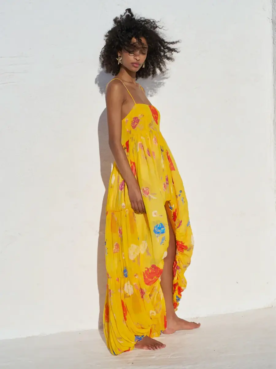 CAROLINE CONSTAS Isabelle High-Low Silk Gown | Thumbnail 3 CAROLINE CONSTAS Isabelle High-Low Silk Gown | Thumbnail 3