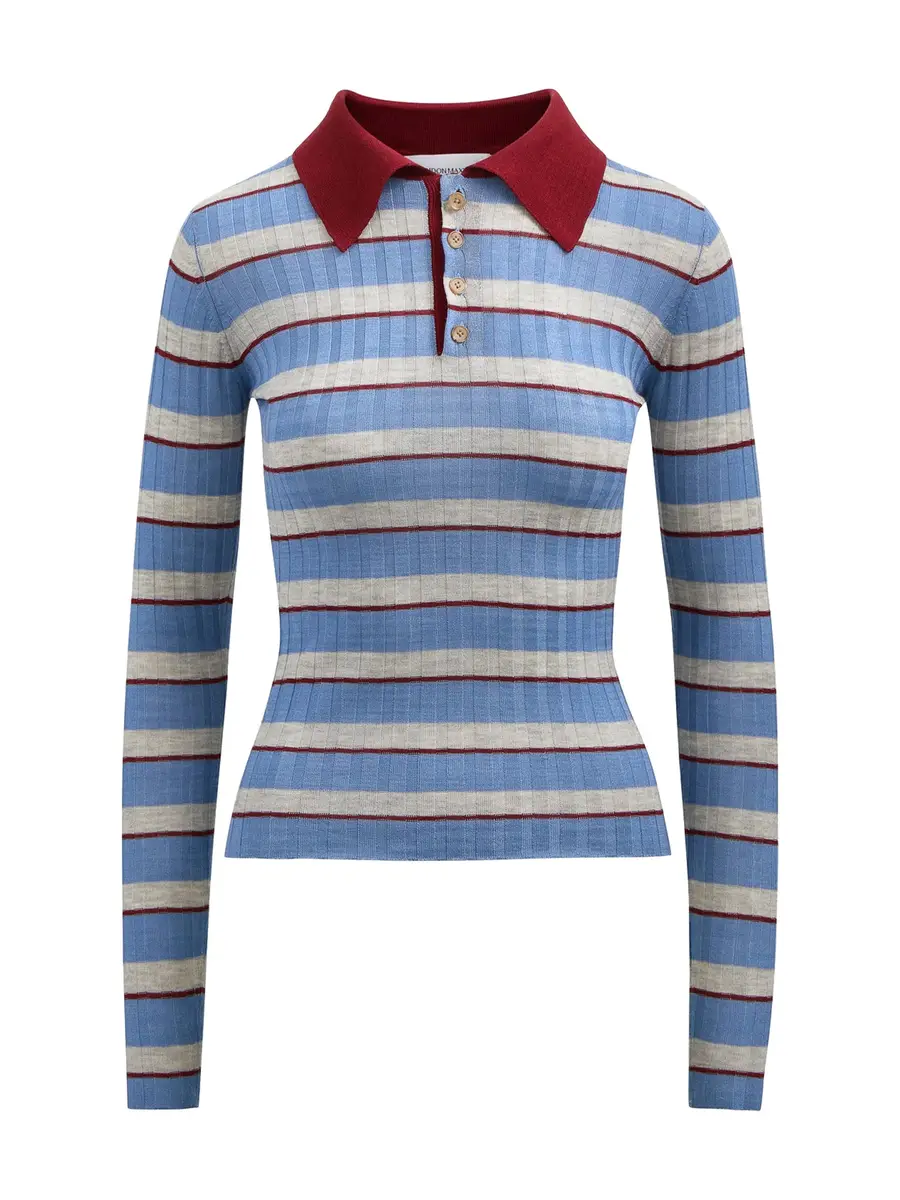 Brandon Maxwell Joni Silk-Cashmere Polo Top | Image 1 Brandon Maxwell Joni Silk-Cashmere Polo Top | Image 1