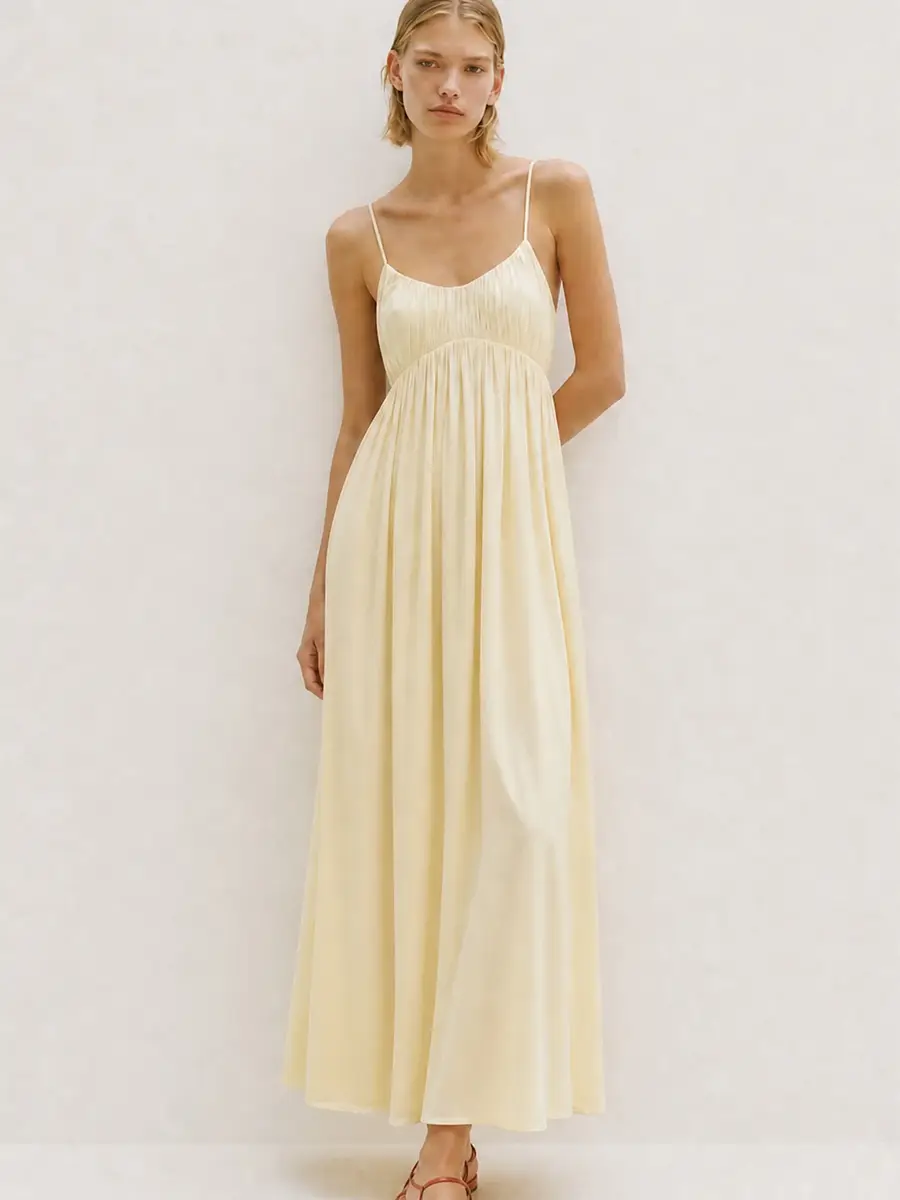 Tove Katrine Pleated Satin Maxi Dress | Thumbnail 2