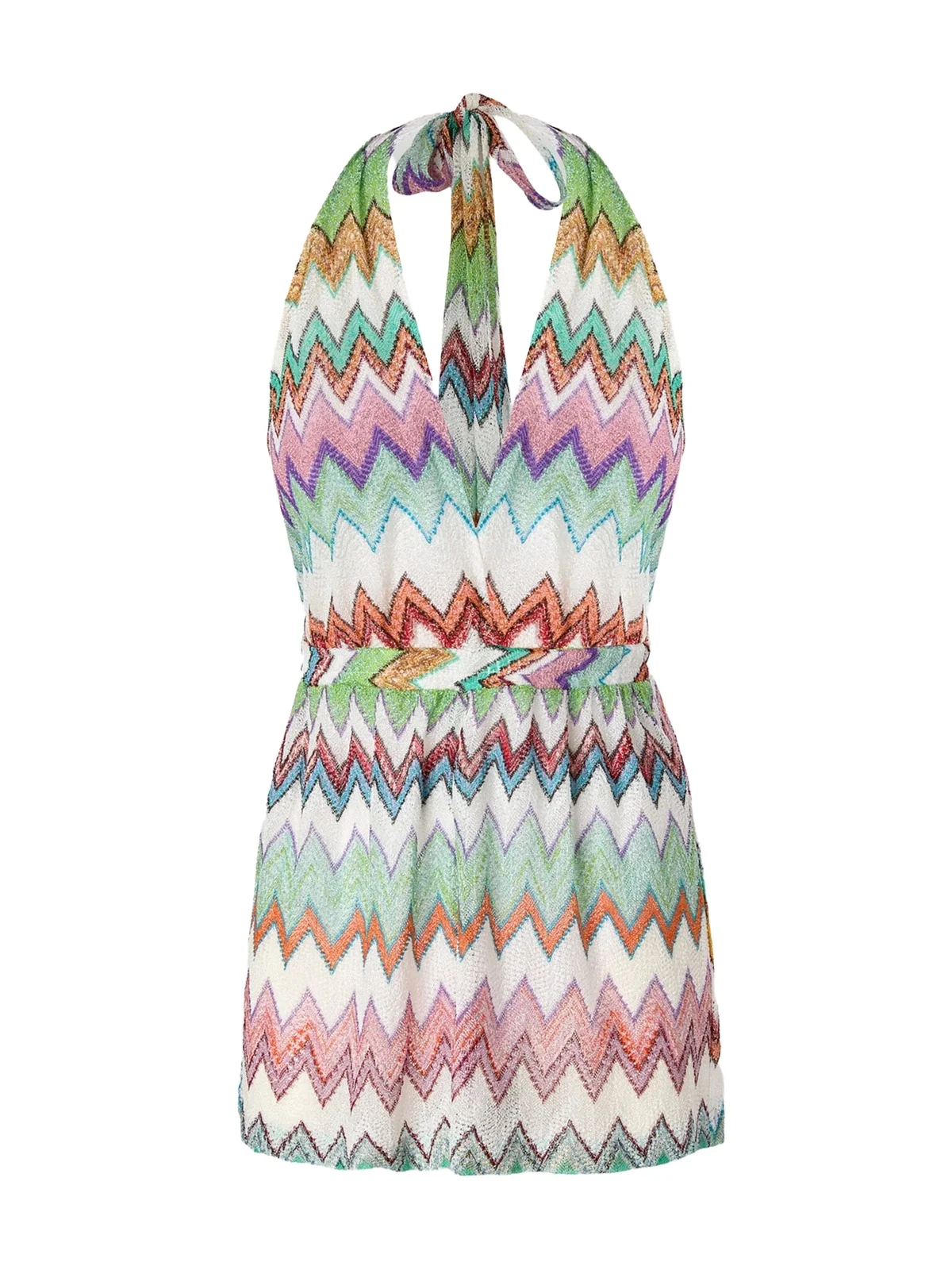 Missoni Macro Zig-Zag Lamé Halter Romper