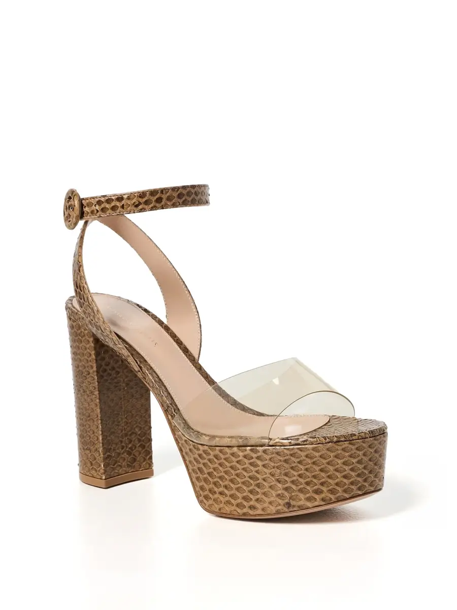 Gianvito Rossi Maya Embossed Platform Sandals | Image 1 Gianvito Rossi Maya Embossed Platform Sandals | Image 1