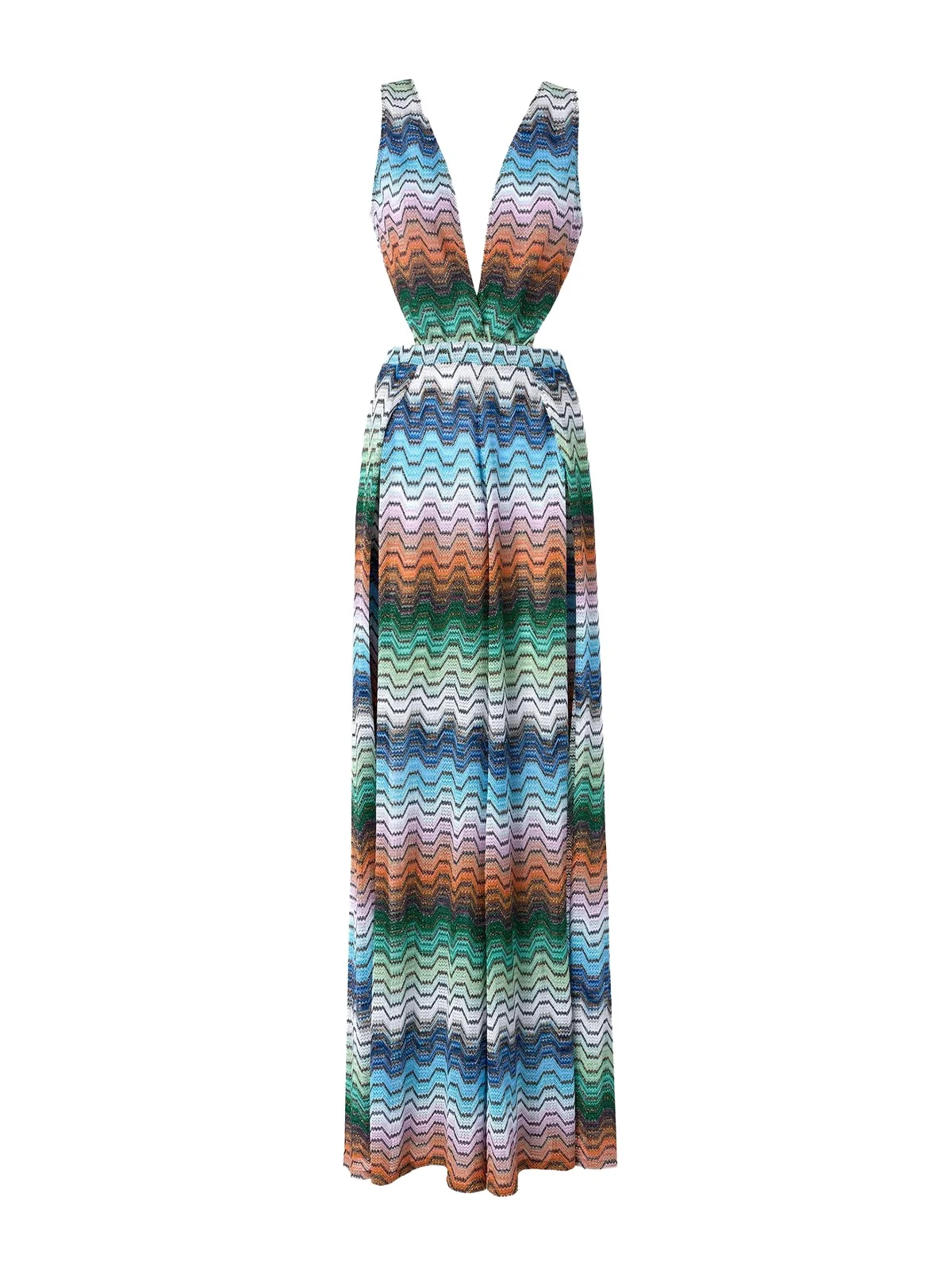 Metallic Knit Cut-Out Jumpsuit
