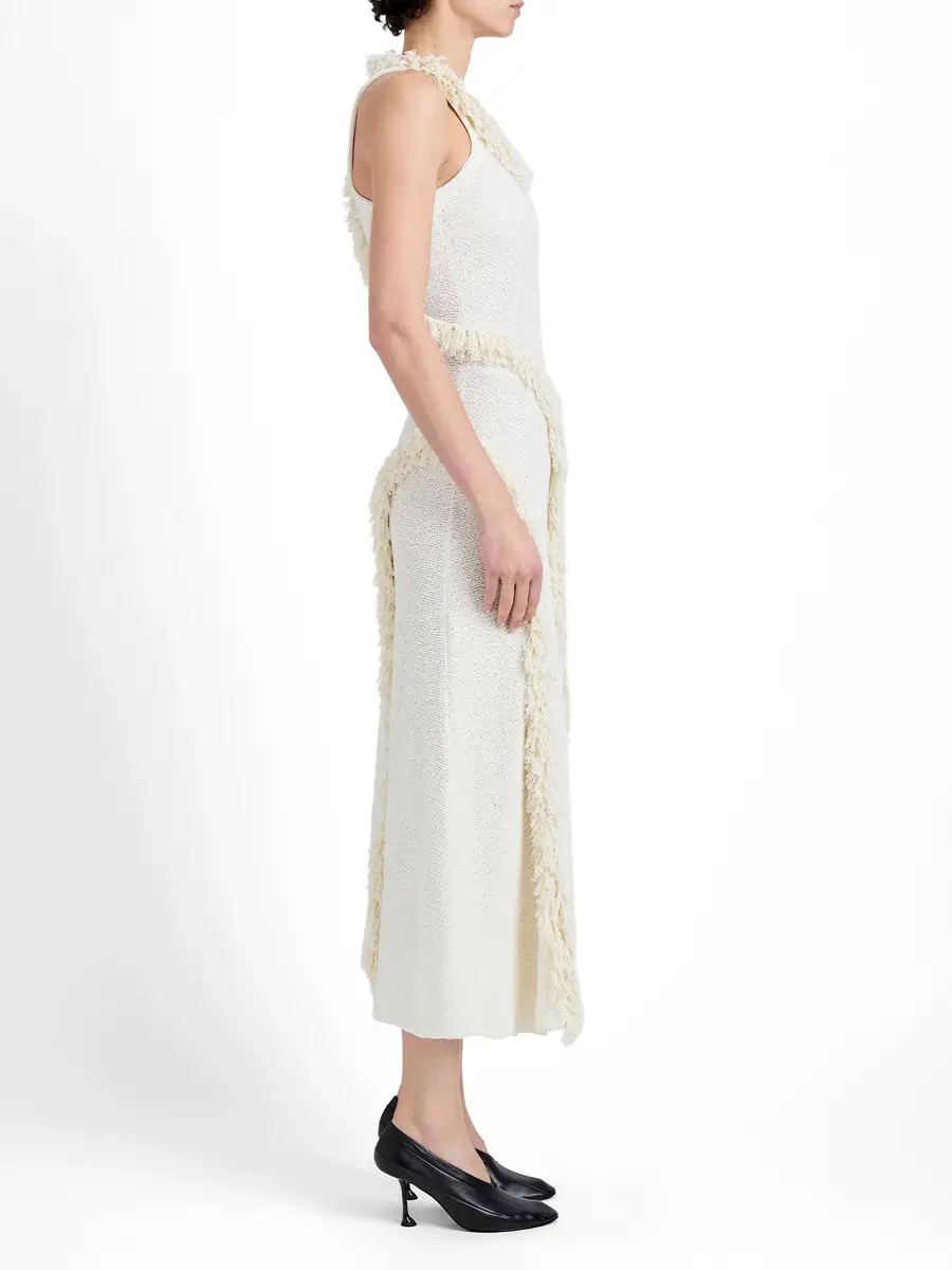 Proenza Schouler Nilo Midi Dress in Textured Wool Jacquard | Thumbnail 3 Proenza Schouler Nilo Midi Dress in Textured Wool Jacquard | Thumbnail 3