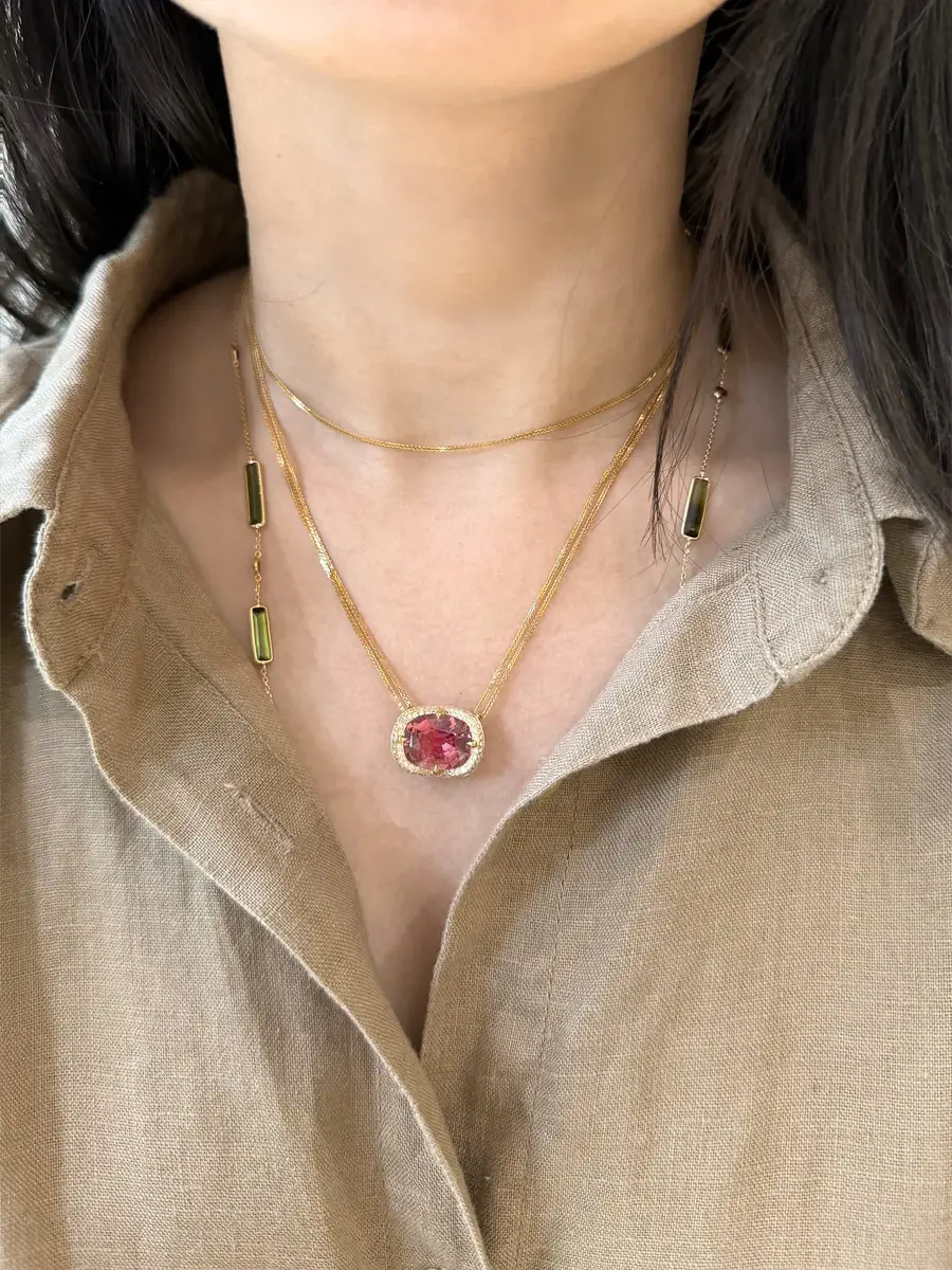 YI COLLECTION Pink Tourmaline Aurora Necklace | Thumbnail 2