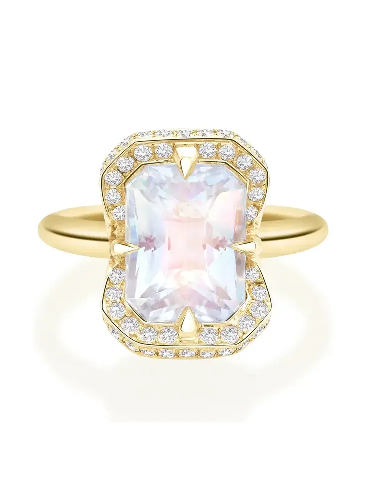 Rainbow Moonstone Aurora Ring