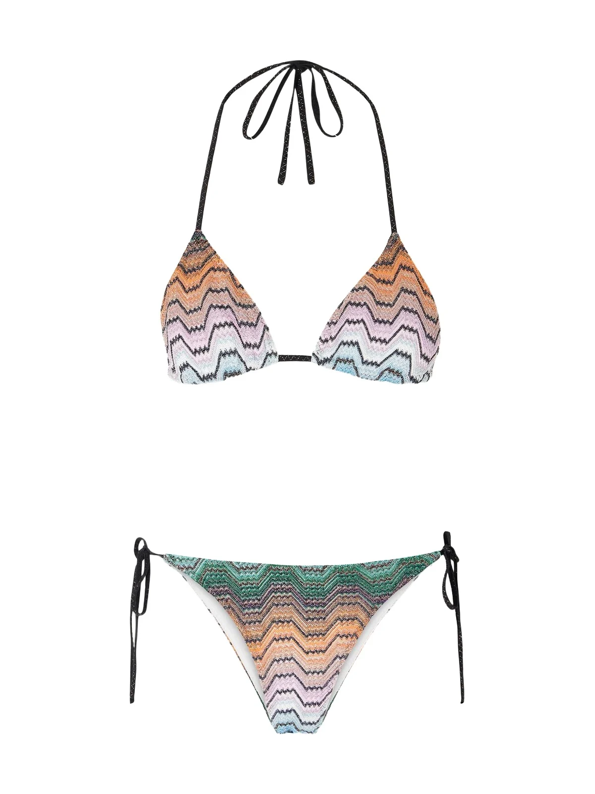 Raschel Lamé Striped Triangle Bikini Raschel Lamé Striped Triangle Bikini
