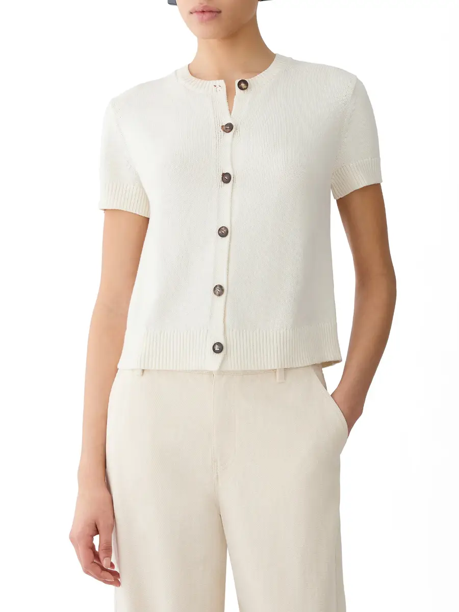 LAFAYETTE 148 Short Sleeve Crew Neck Cardigan | Thumbnail 3
