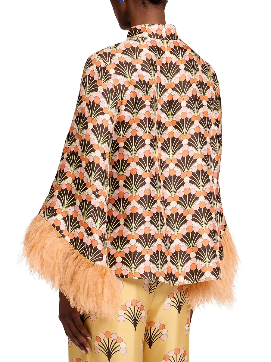 La DoubleJ Silk Twill Make An Exit Top with Feathers | Thumbnail 3 La DoubleJ Silk Twill Make An Exit Top with Feathers | Thumbnail 3