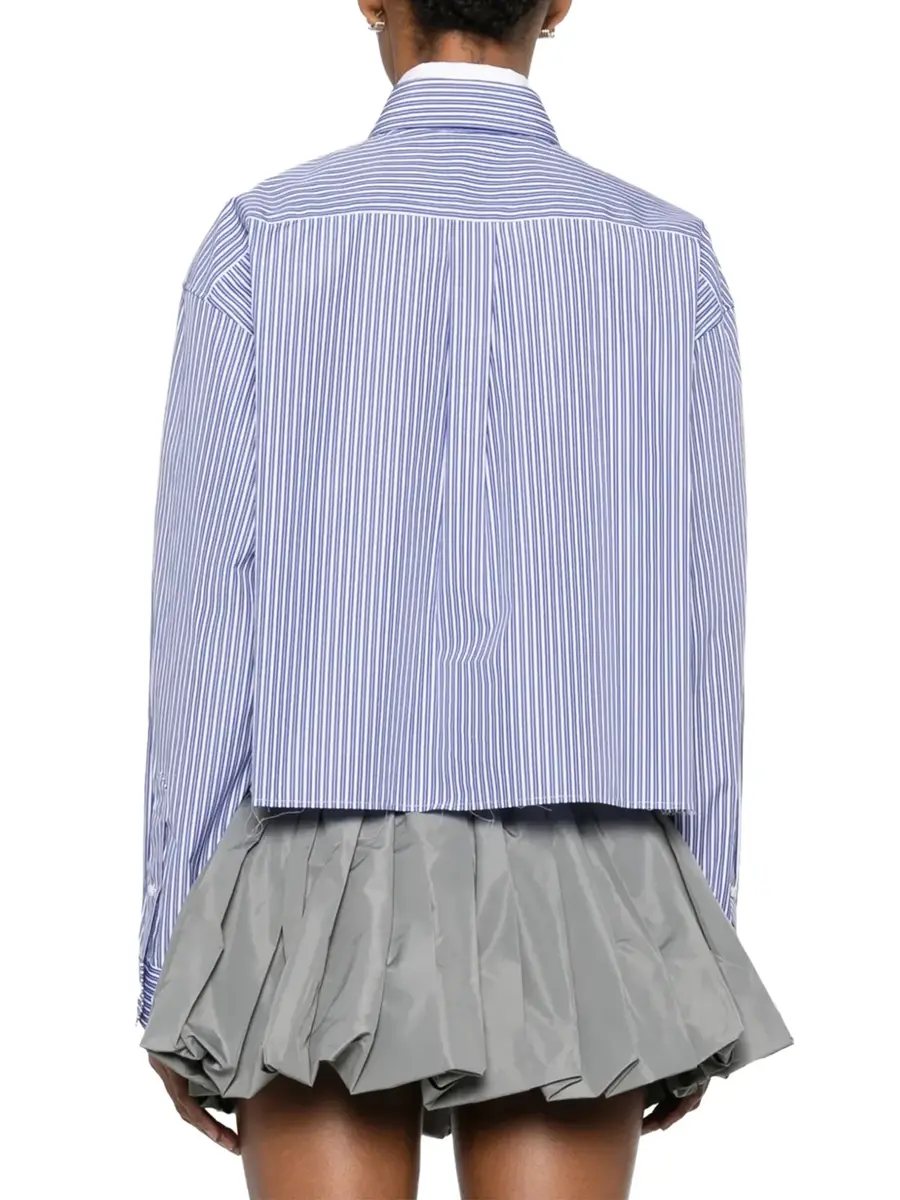 Miu Miu Striped Poplin Cropped Shirt | Thumbnail 4 Miu Miu Striped Poplin Cropped Shirt | Thumbnail 4