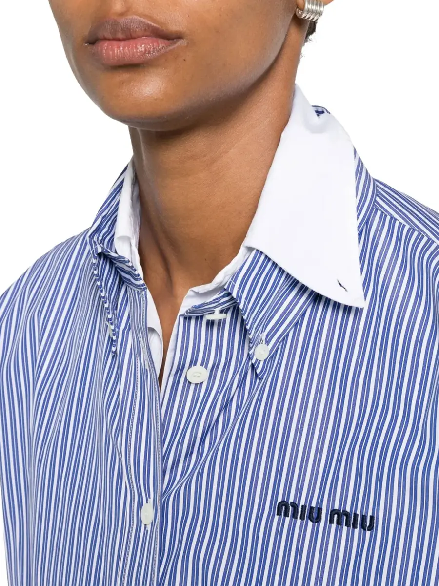Miu Miu Striped Poplin Cropped Shirt | Thumbnail 5 Miu Miu Striped Poplin Cropped Shirt | Thumbnail 5