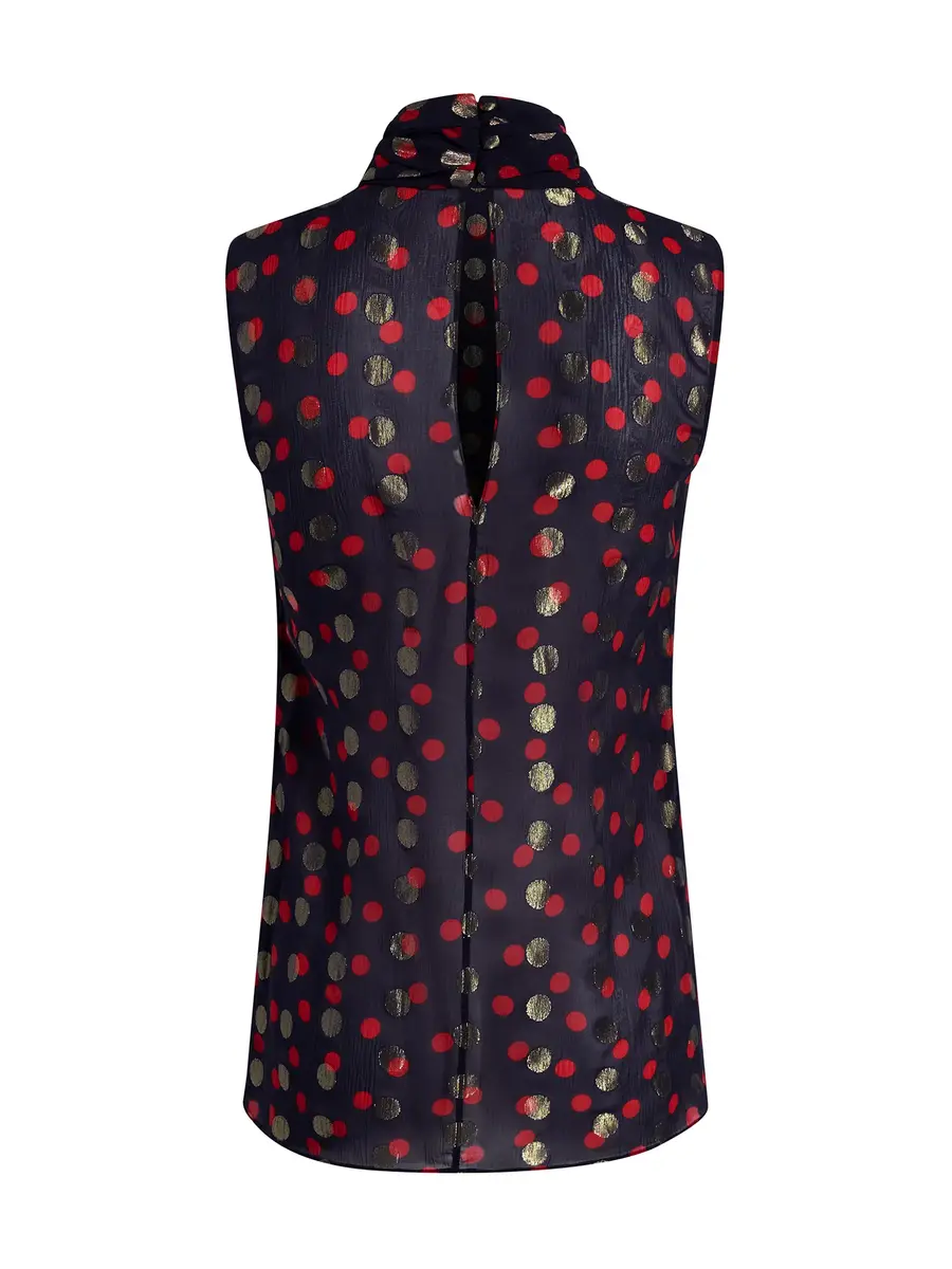 Adam Lippes Swayze Chiffon Jacquard Scarf-Neck Top | Thumbnail 2