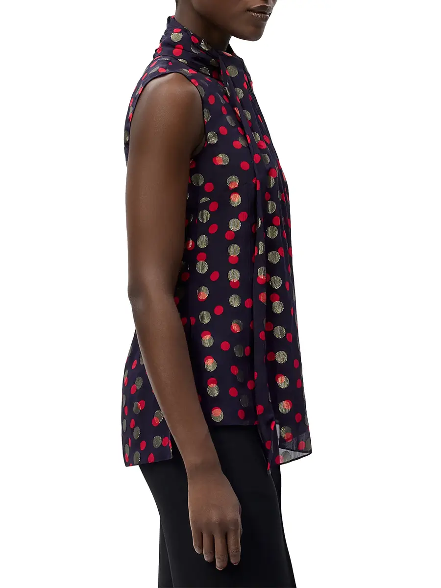 Adam Lippes Swayze Chiffon Jacquard Scarf-Neck Top | Thumbnail 4