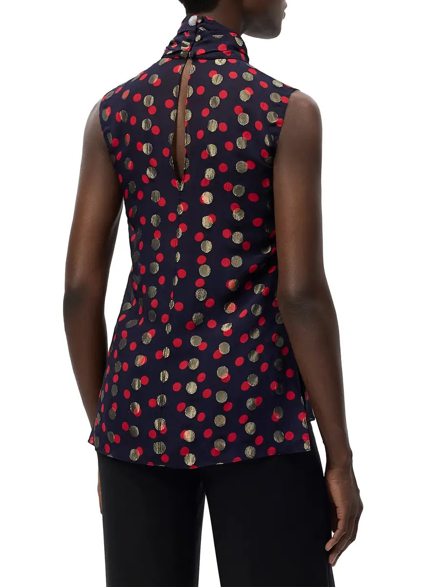 Adam Lippes Swayze Chiffon Jacquard Scarf-Neck Top | Thumbnail 5
