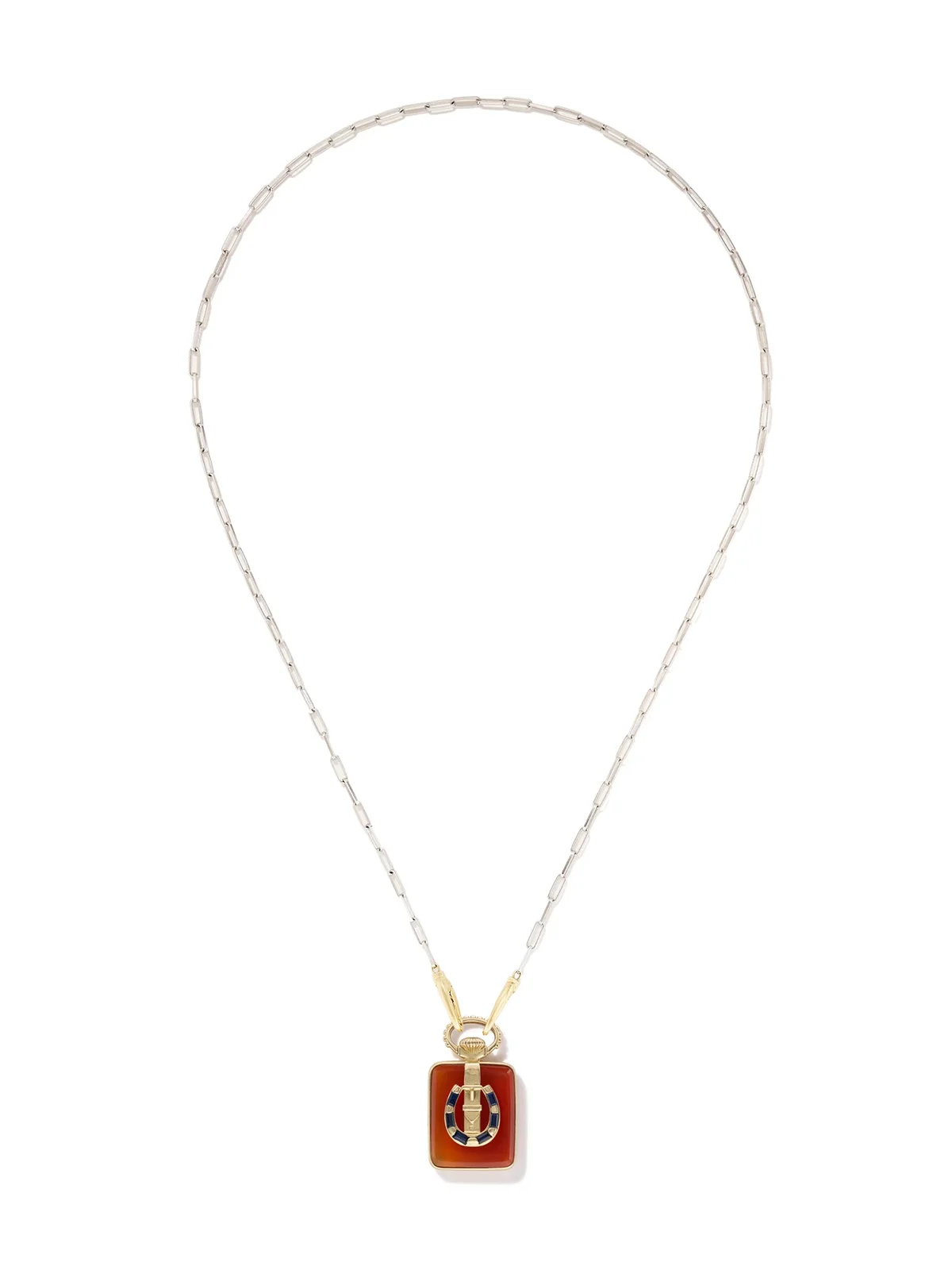 The Ben Shoppe The Ace Vault in Orange Agate on Paperclip Mix Chain