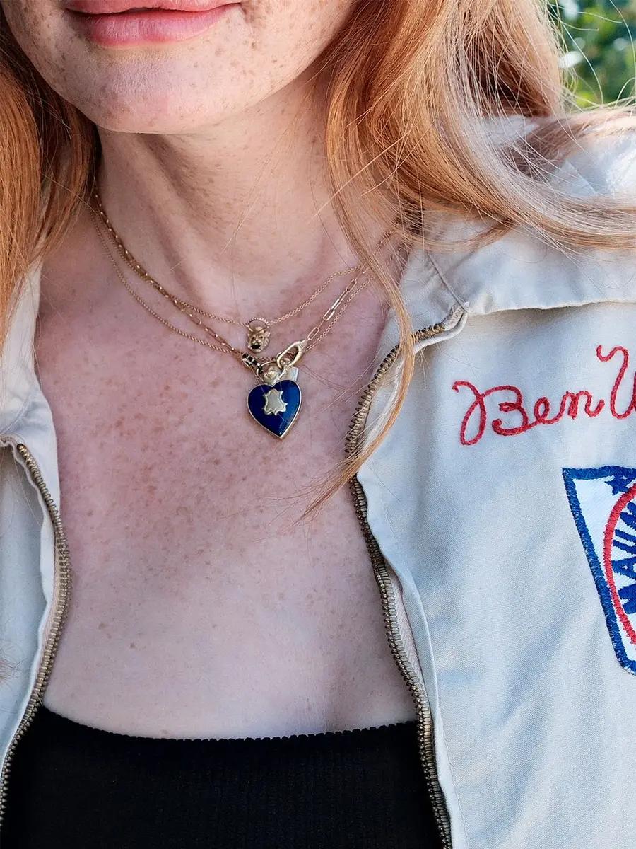 The Ben Shoppe The You Vault in Lapis on Paperclip Stripe Chain | Thumbnail 2
