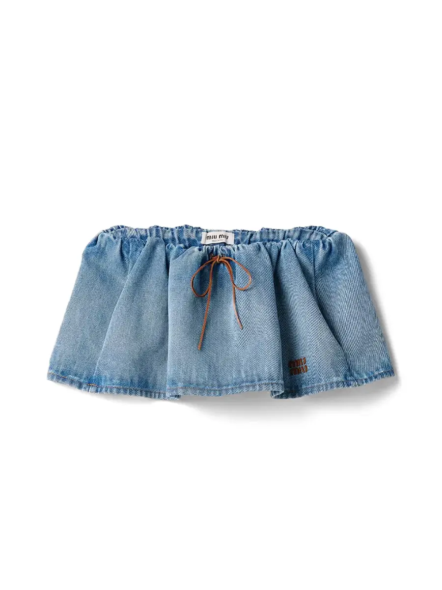 Miu Miu Washed Denim Micro Mini Skirt | Image 1 Miu Miu Washed Denim Micro Mini Skirt | Image 1