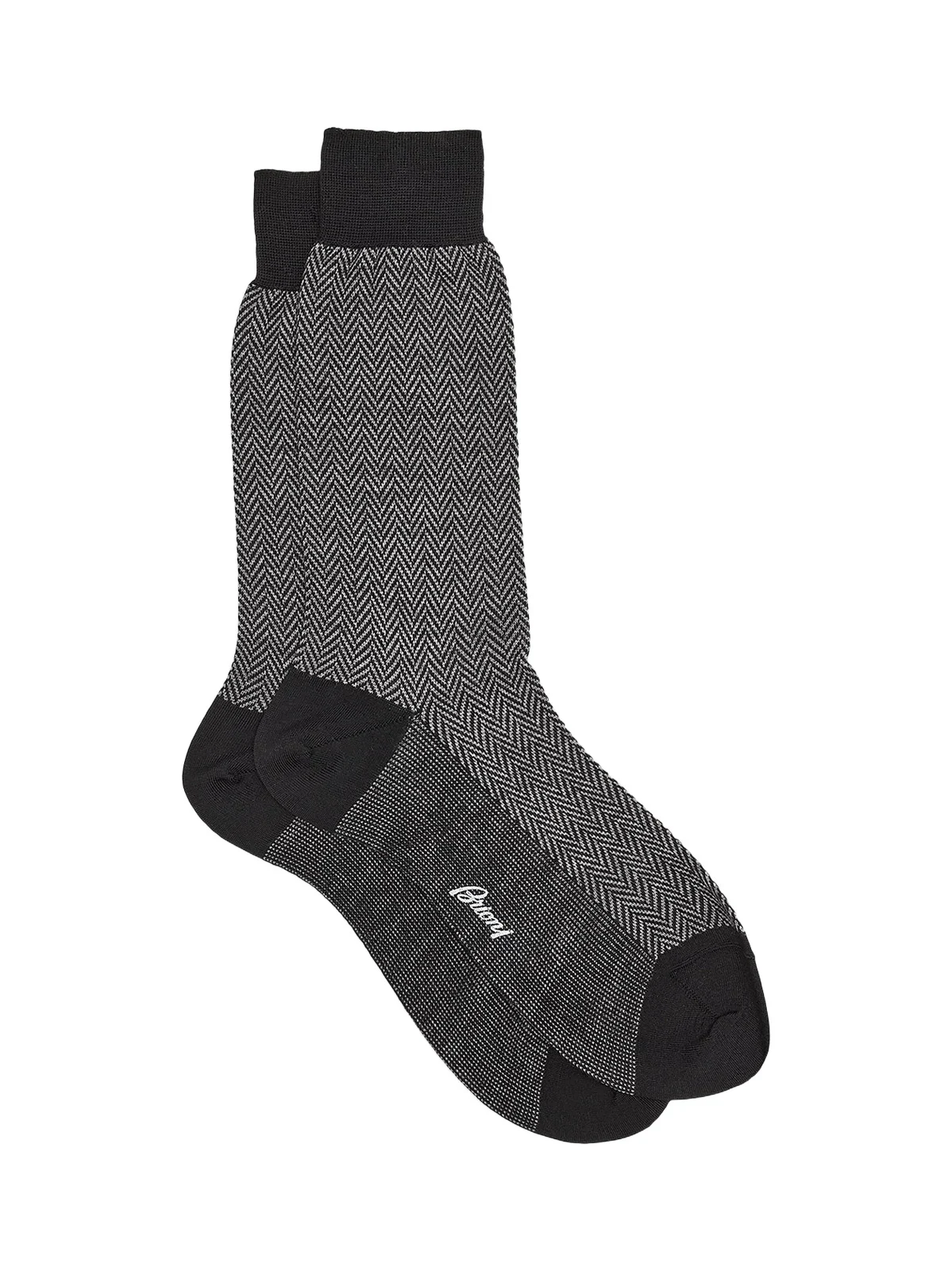 Brioni Men's Wool Herringbone Jacquard Socks