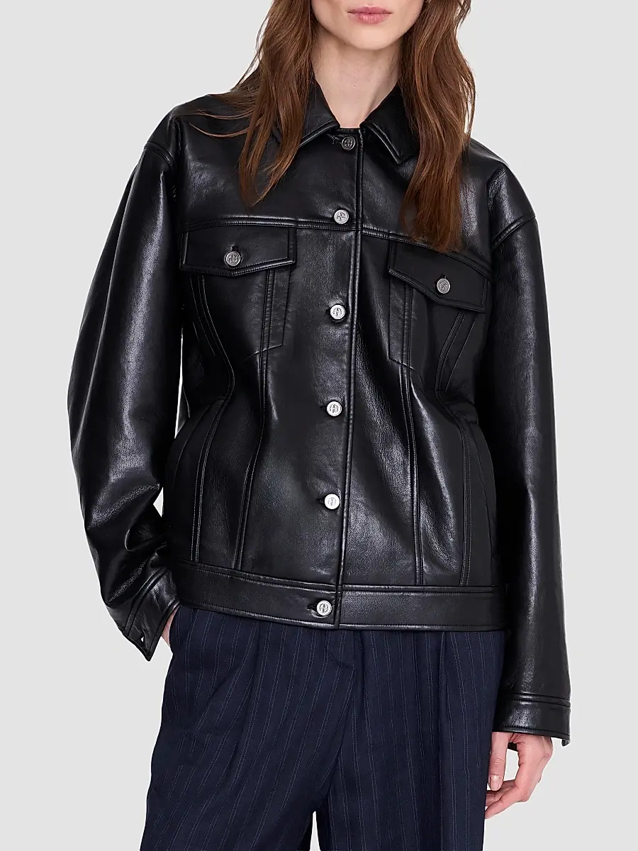 Anine Bing Women's Rory Leather Jacket | Thumbnail 4