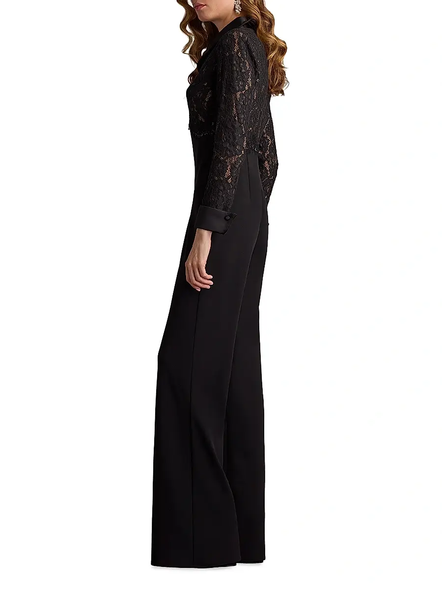 Tadashi Shoji Women's Lace-Crepe Jumpsuit | Thumbnail 3