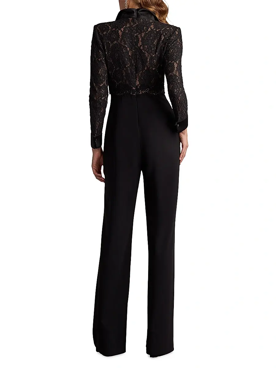Tadashi Shoji Women's Lace-Crepe Jumpsuit | Thumbnail 4