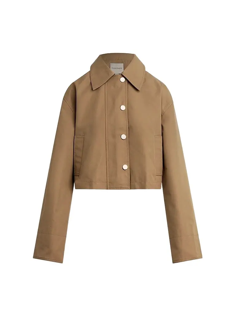 Favorite Daughter Women's The Rue Cotton-Blend Crop Jacket - Khaki | Image 1 Favorite Daughter Women's The Rue Cotton-Blend Crop Jacket - Khaki | Image 1