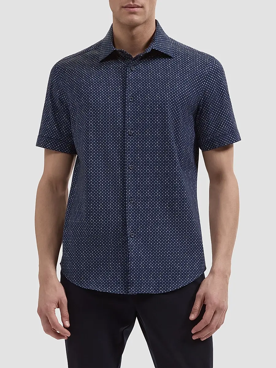 Bugatchi Men's OoohCotton Miles Short-Sleeve Shirt | Thumbnail 4 Bugatchi Men's OoohCotton Miles Short-Sleeve Shirt | Thumbnail 4