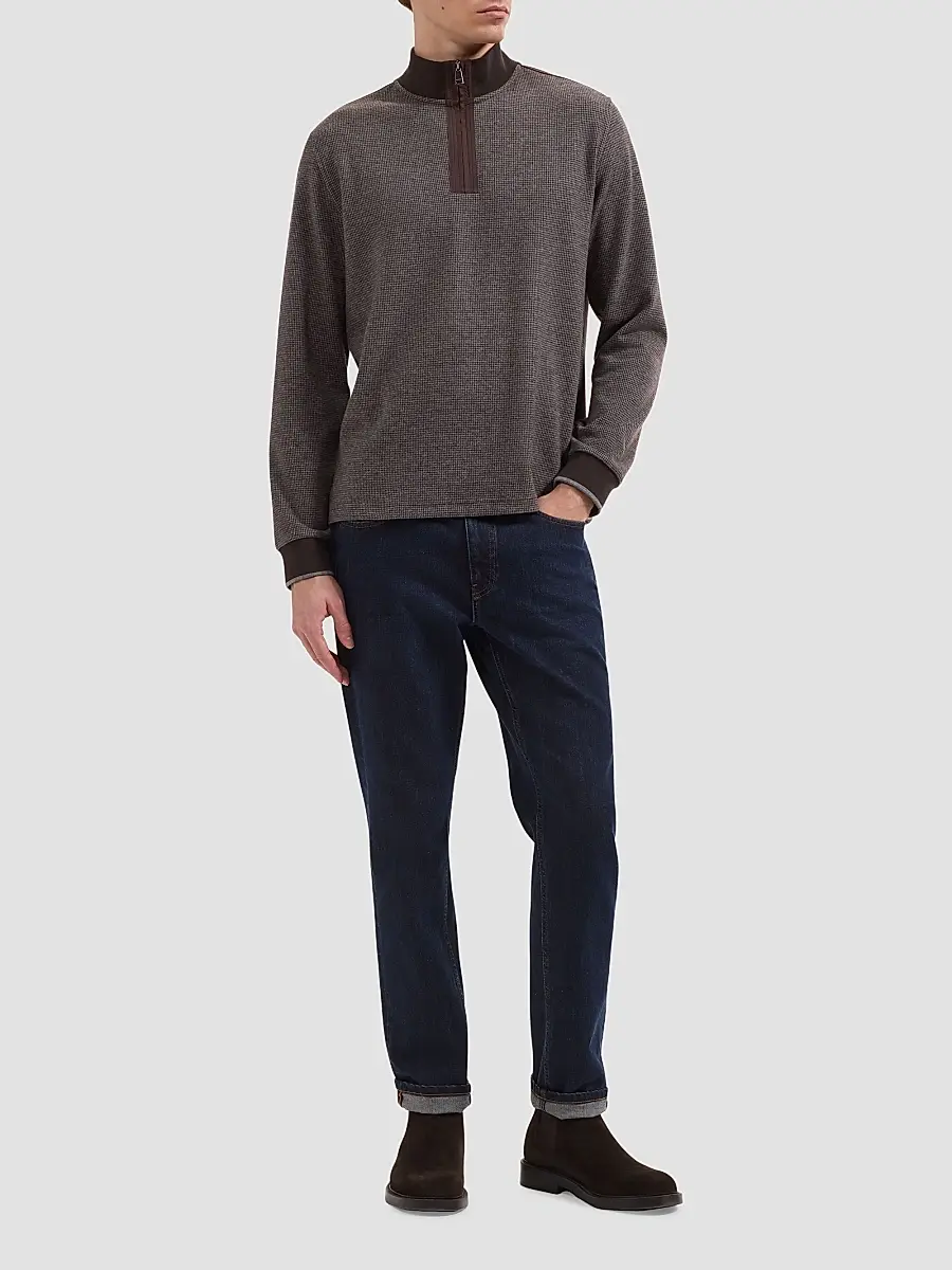 Bugatchi Men's Micro-Houndstooth Knit Quarter-Zip Sweater | Thumbnail 2 Bugatchi Men's Micro-Houndstooth Knit Quarter-Zip Sweater | Thumbnail 2