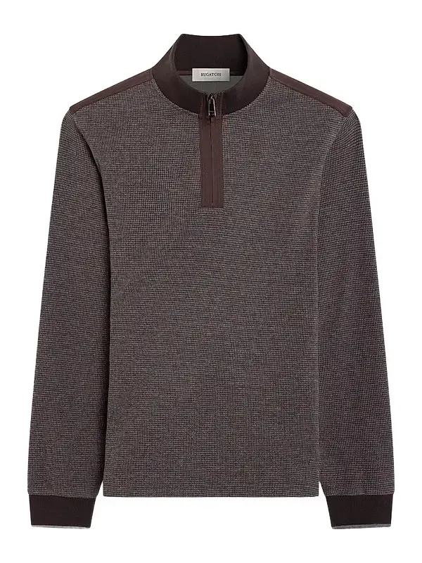 Men's Micro-Houndstooth Knit Quarter-Zip Sweater