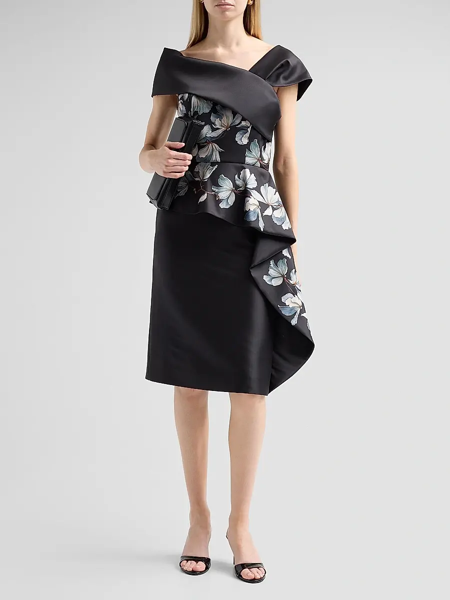 Teri Jon by Rickie Freeman Women's Placement Print Mikado Cocktail Dress | Thumbnail 2 Teri Jon by Rickie Freeman Women's Placement Print Mikado Cocktail Dress | Thumbnail 2