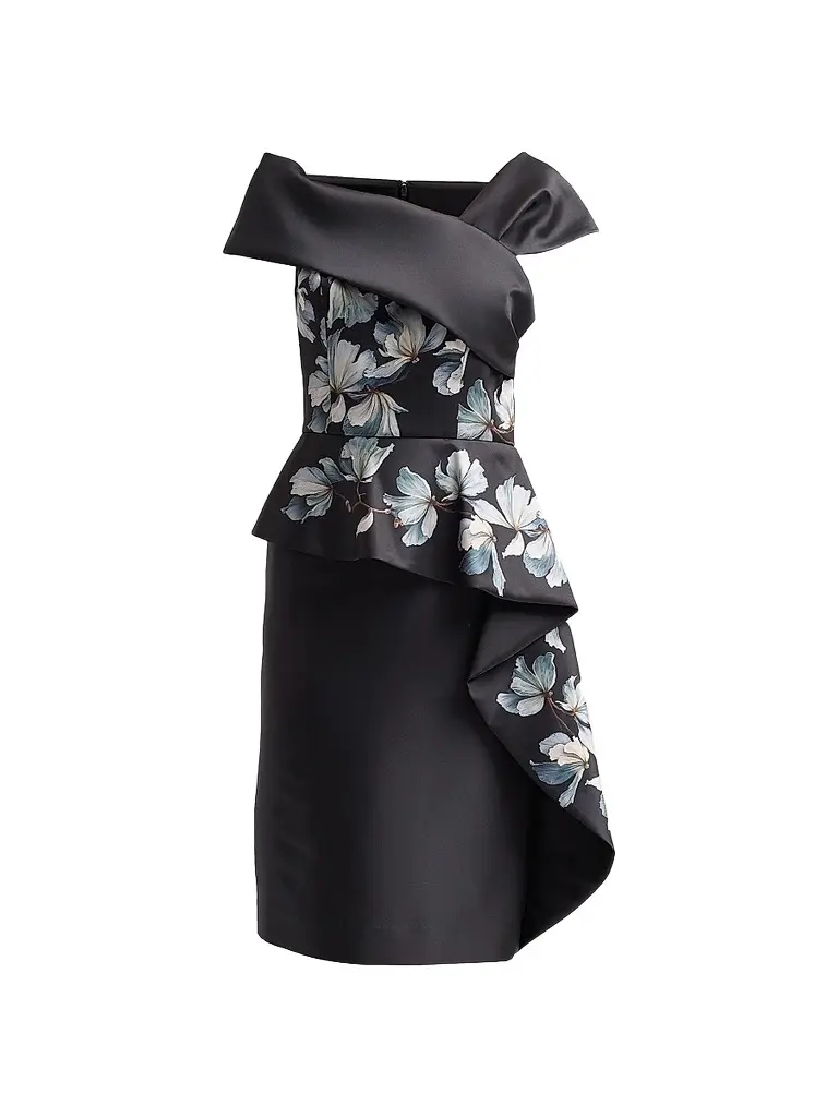 Teri Jon by Rickie Freeman Women's Placement Print Mikado Cocktail Dress - Black Multi | Image 1 Teri Jon by Rickie Freeman Women's Placement Print Mikado Cocktail Dress - Black Multi | Image 1