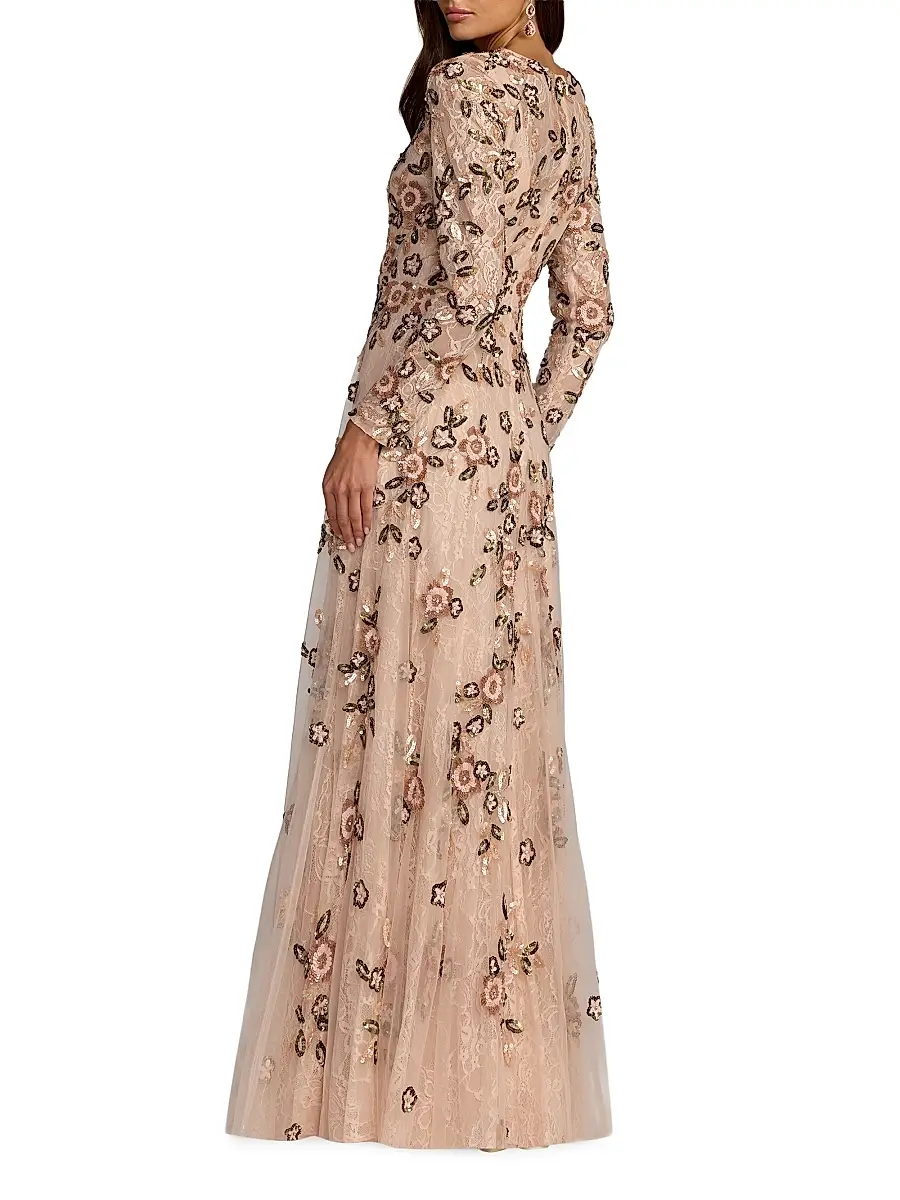Mac Duggal Women's Sequined Mesh A-Line Gown | Thumbnail 2 Mac Duggal Women's Sequined Mesh A-Line Gown | Thumbnail 2