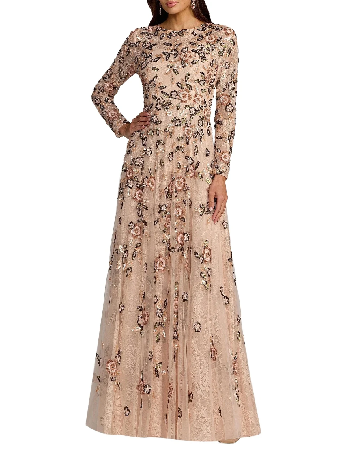 Women's Sequined Mesh A-Line Gown
