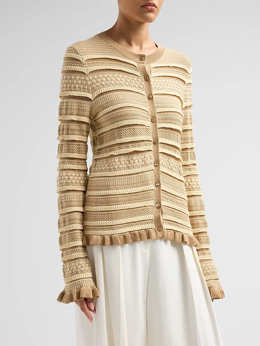 Ramy Brook Women's Callie Textured Stripe Cardigan | Thumbnail 4