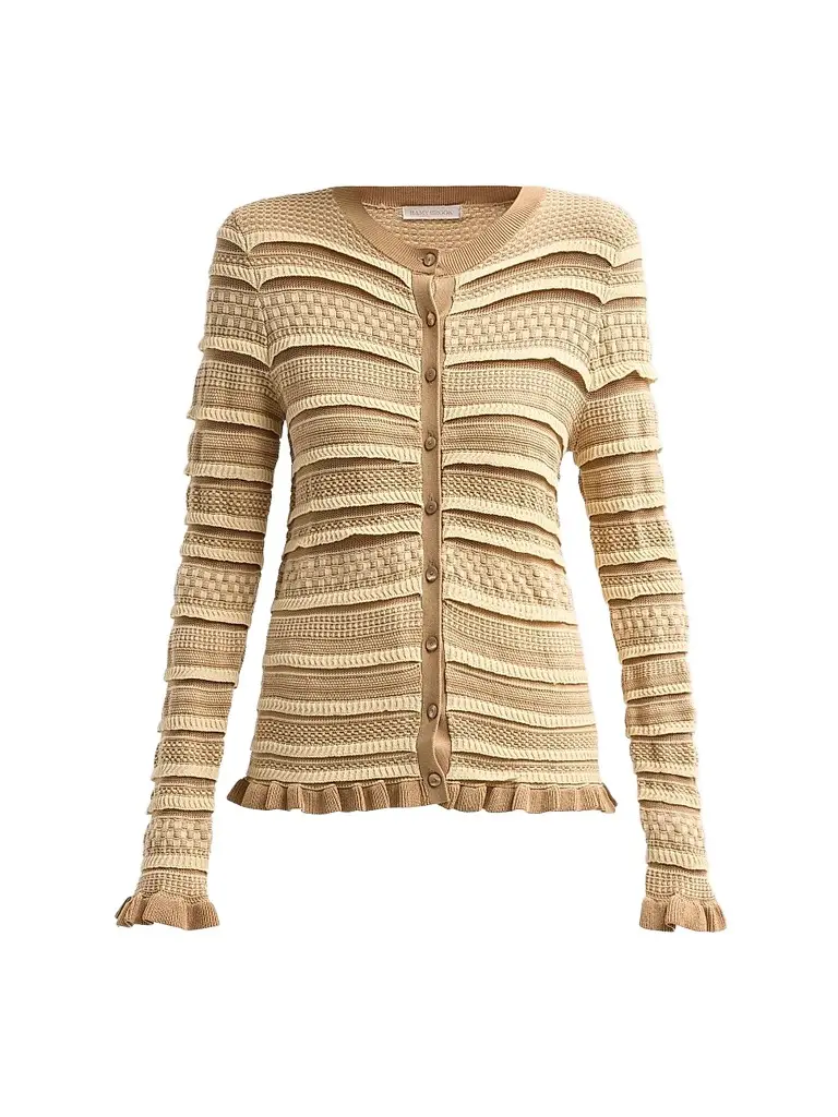 Ramy Brook Women's Callie Textured Stripe Cardigan - Camel Combo | Image 1 Ramy Brook Women's Callie Textured Stripe Cardigan - Camel Combo | Image 1